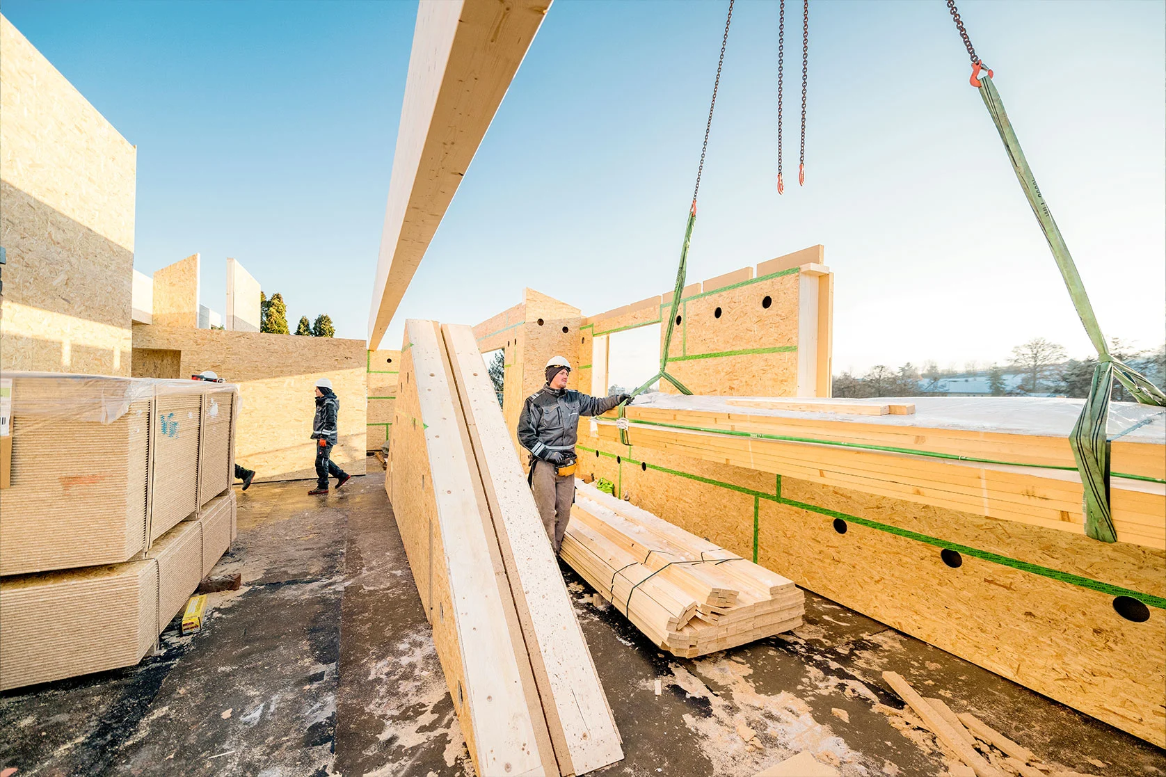 Holzbau Fertigteile bei Aufstockung